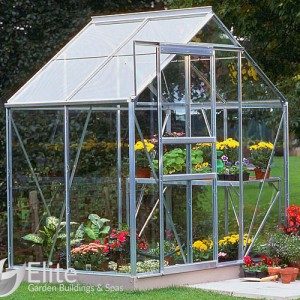 4x6 Halls Popular greenhouse Hampshire. Aliminium greenhouses across Hampshire with sliding single door.