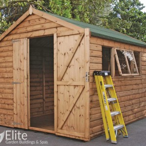 Cawthorne apex style wooden garden shed. Size 10x8 with optional deluxe cladding